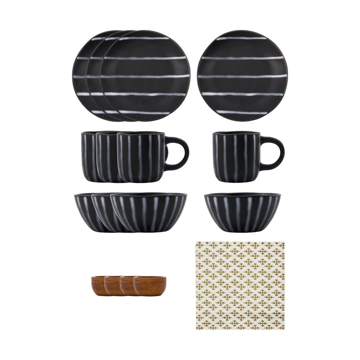 Line conjunto de brunch 16 peças - Preto-castanho - House Doctor