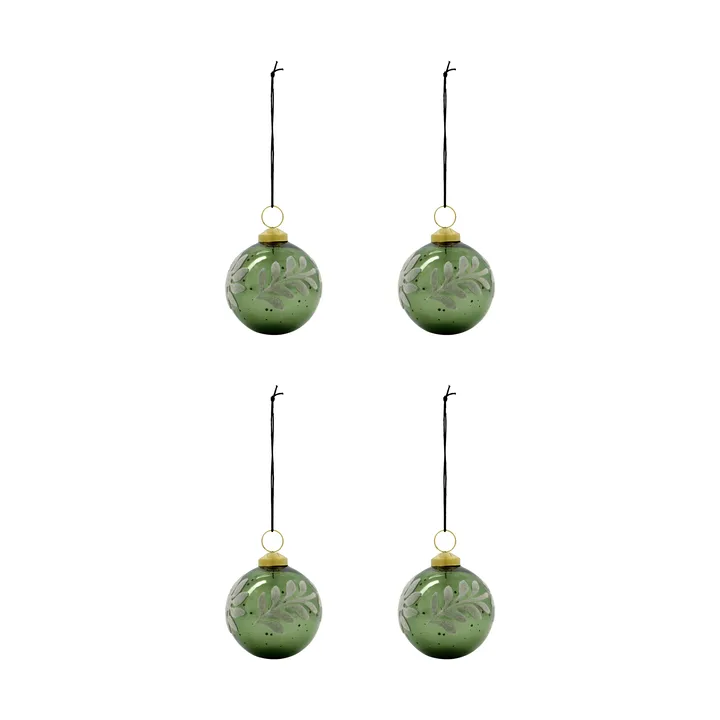 Luto bola de Natal 4-pack - Verde - House Doctor