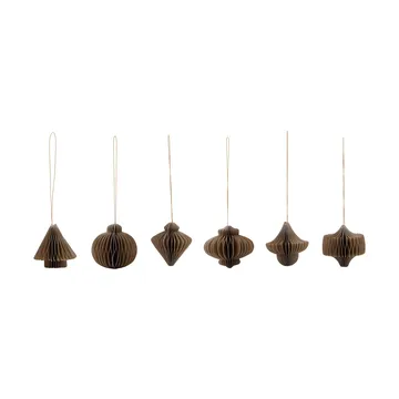 Ornamento de Natal Comb, 6 peças - Castanho-claro - House Doctor