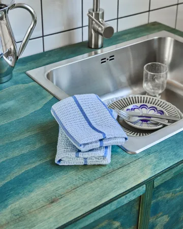 Pano de cozinha Rena - Azul-claro-azul, 30x30 cm, pack de 2 - House Doctor