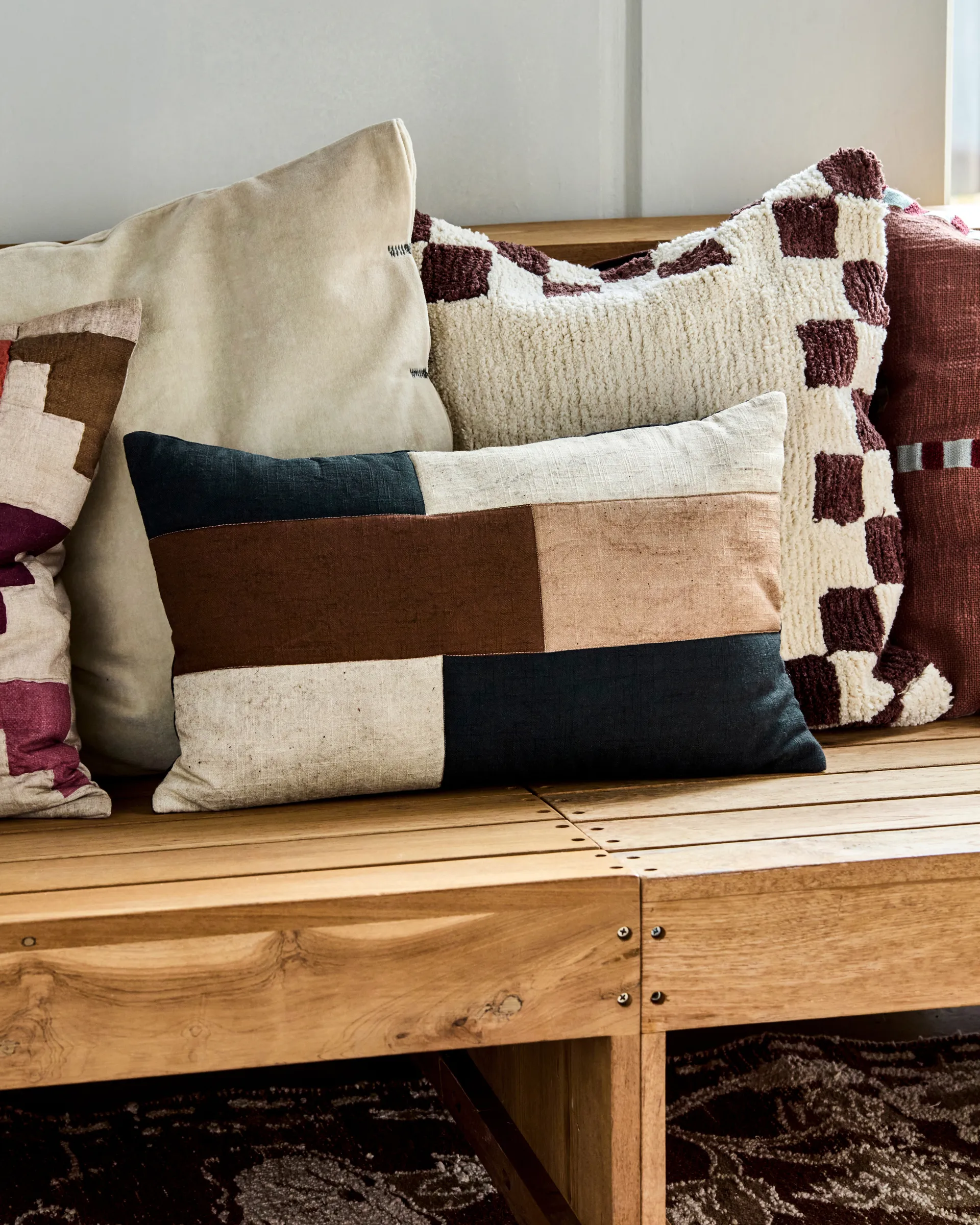 Patch capa de almofada 30x50 cm, Preto-areia-castanho House Doctor