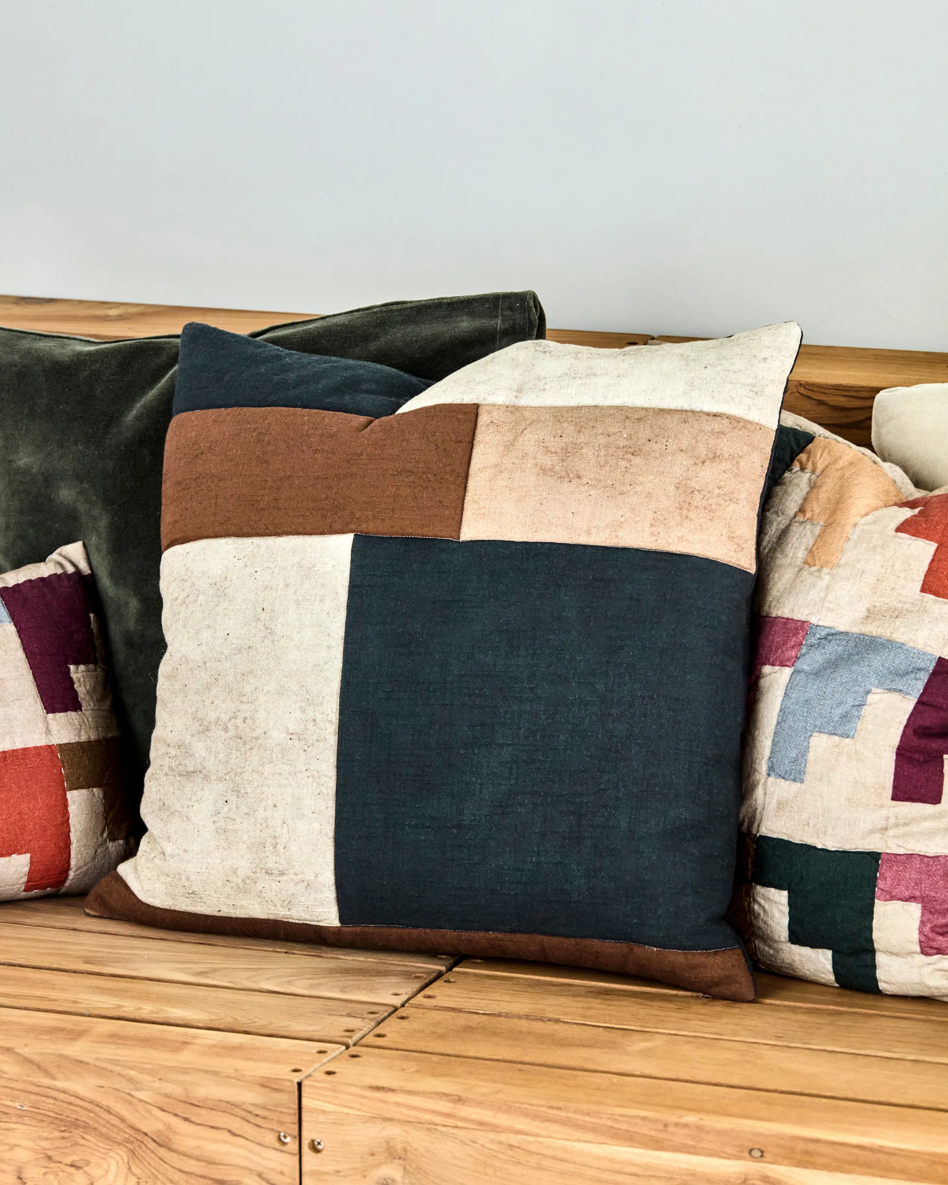 Patch capa de almofada 30x50 cm, Preto-areia-castanho House Doctor