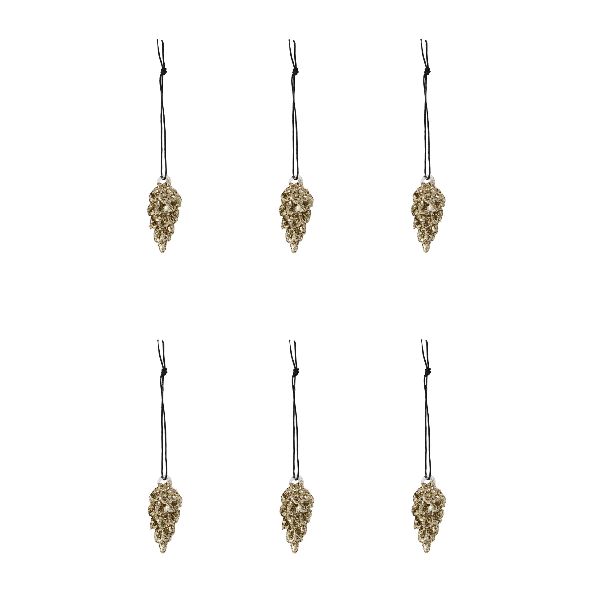 Pingente de Natal 5,5 cm 6-unidades Cone, Dourado House Doctor