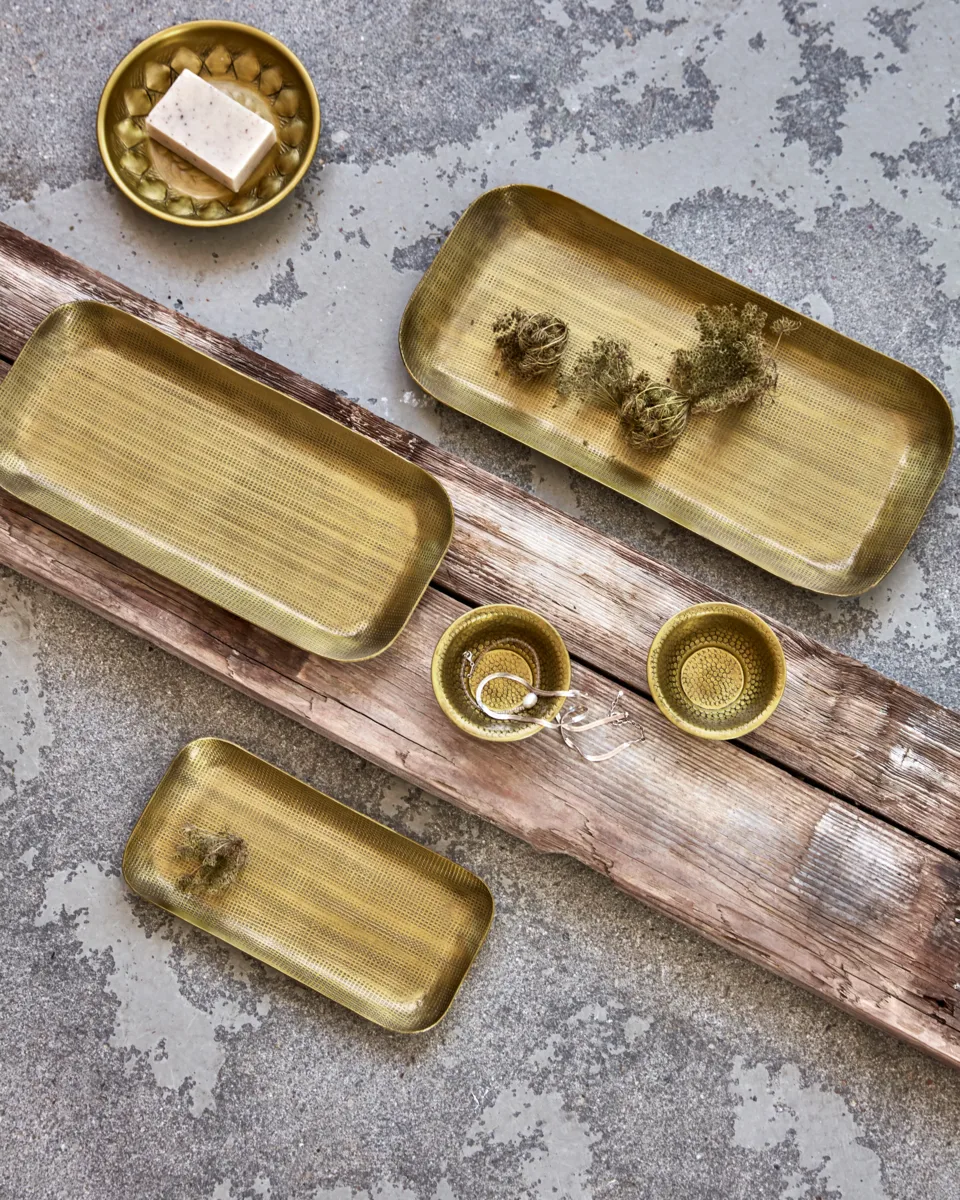 Plato tabuleiro decorativo 3 peças, Dourado House Doctor