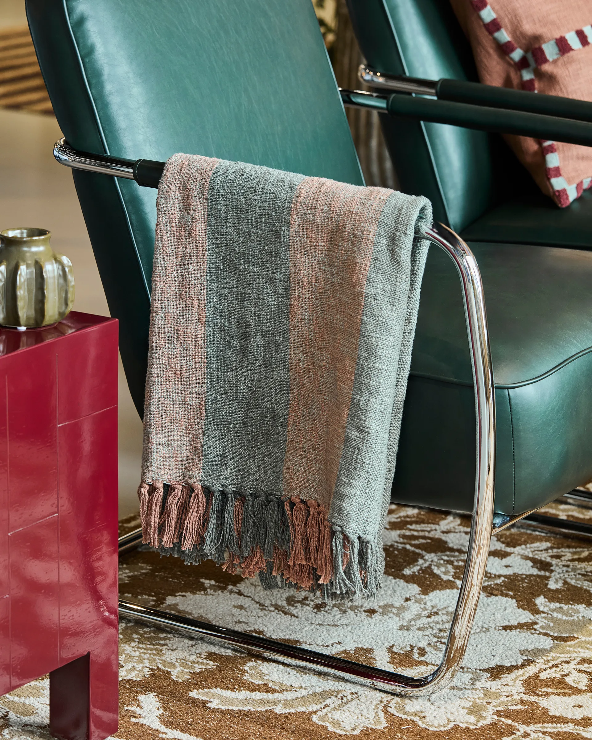 Ponra manta 130x180 cm, Caqui-Vermelho queimado House Doctor