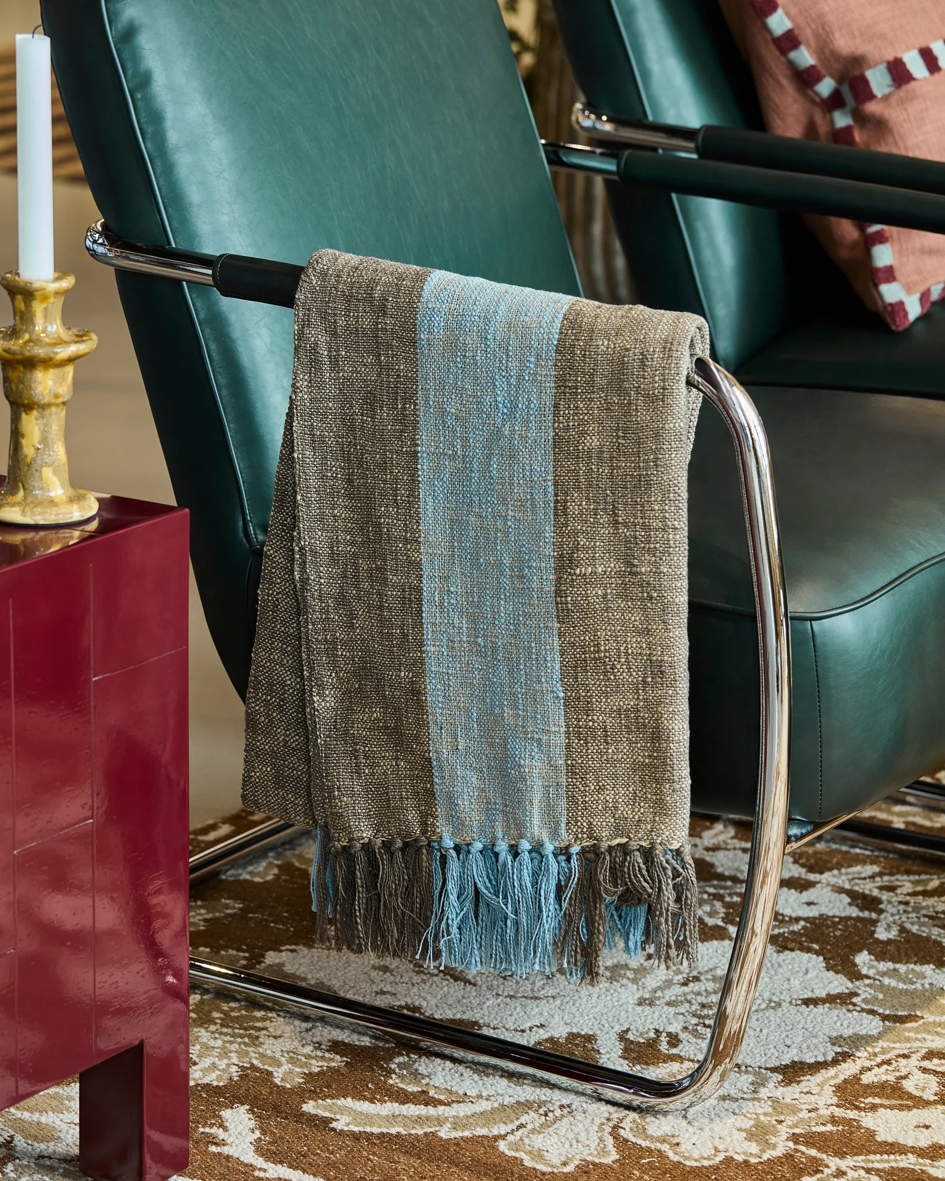 Ponra manta 130x180 cm, Castanho-Azul claro House Doctor