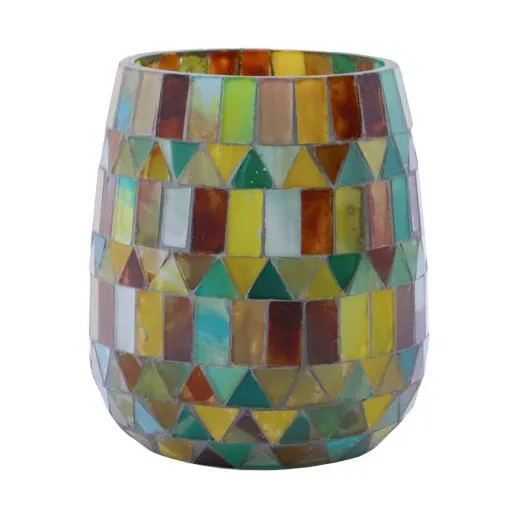 Porta-vela Mosaa 11 cm, Amarelo-verde House Doctor