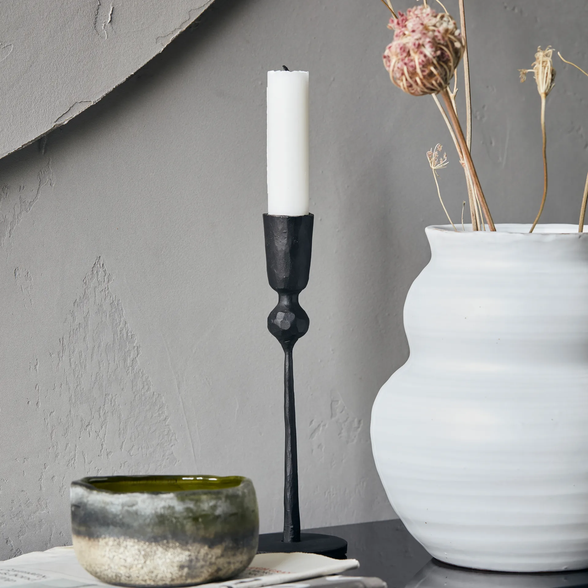 Porta velas Trivo 18 cm, preto House Doctor