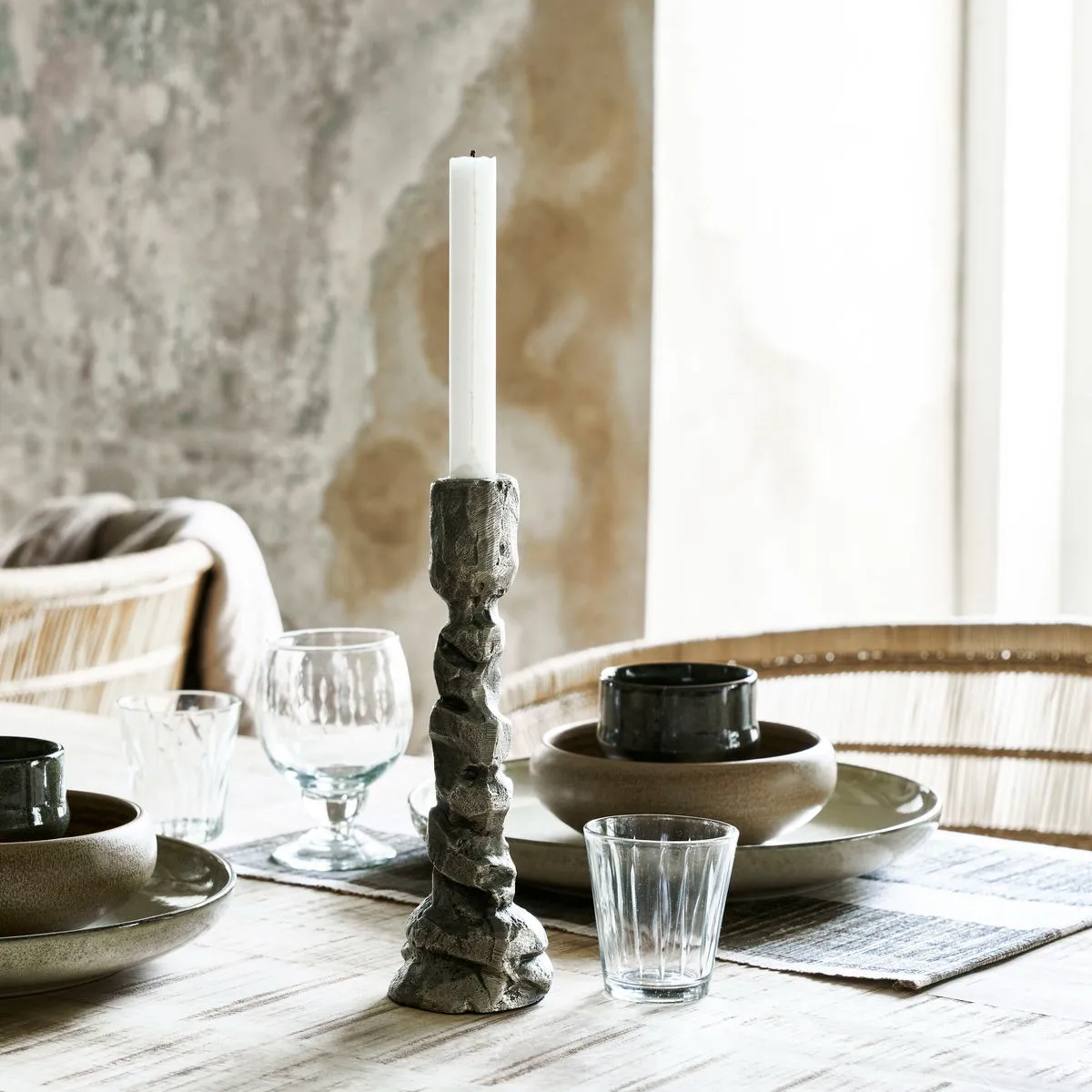 Raku castiçal antique prata, 25 cm House Doctor