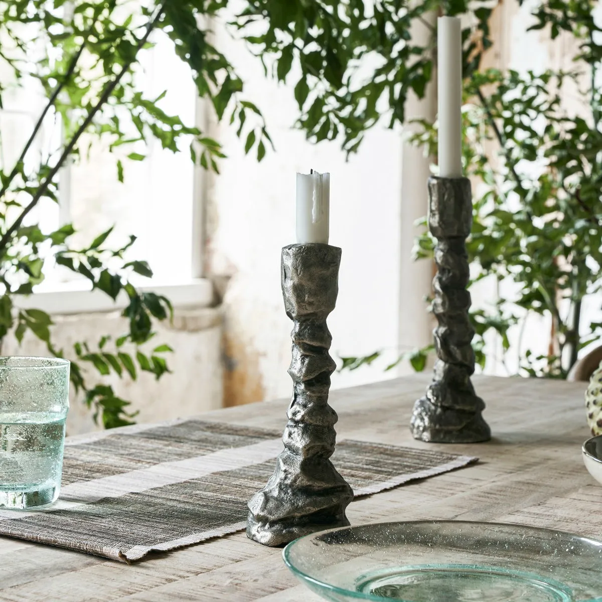 Raku castiçal antique prata, 25 cm House Doctor