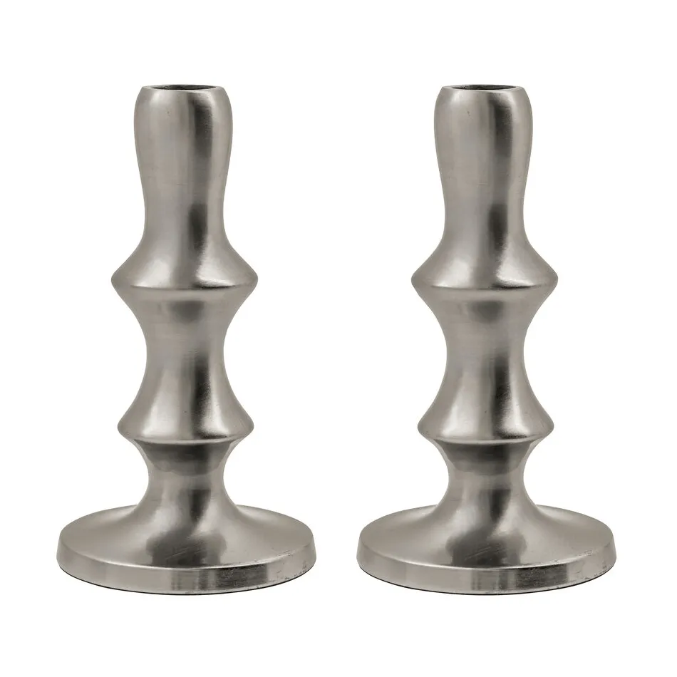 Reese castiçal 2‑pack, Acabamento prateado House Doctor