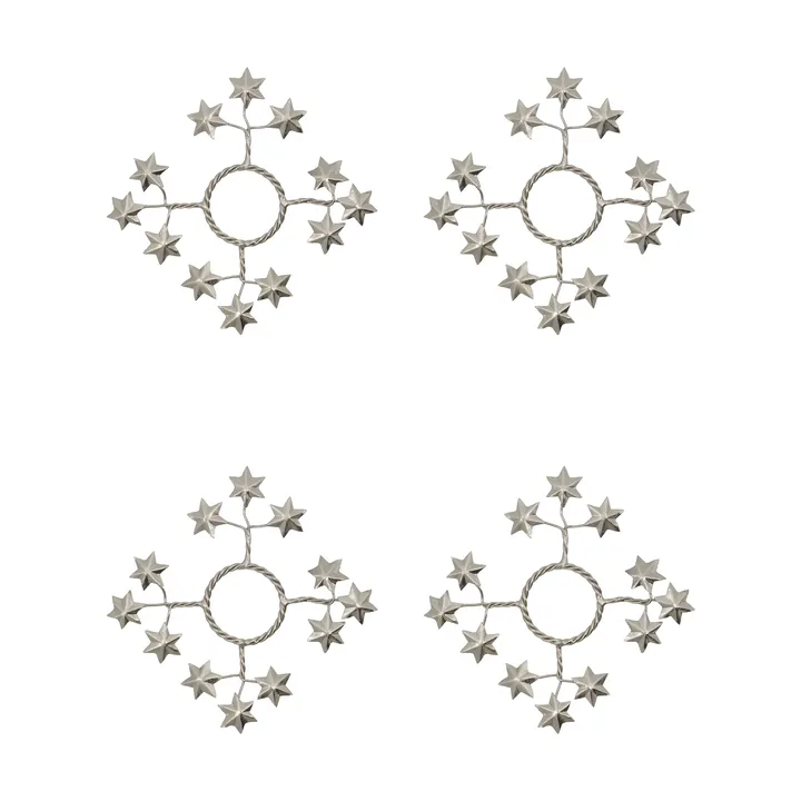 Star anel para vela, pack de 4 - Prata - House Doctor