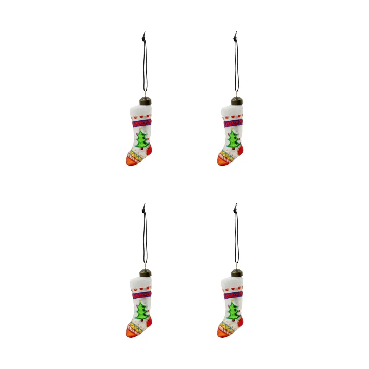 Stok meia de Natal enfeite 4-pack - Vermelho, branco - House Doctor