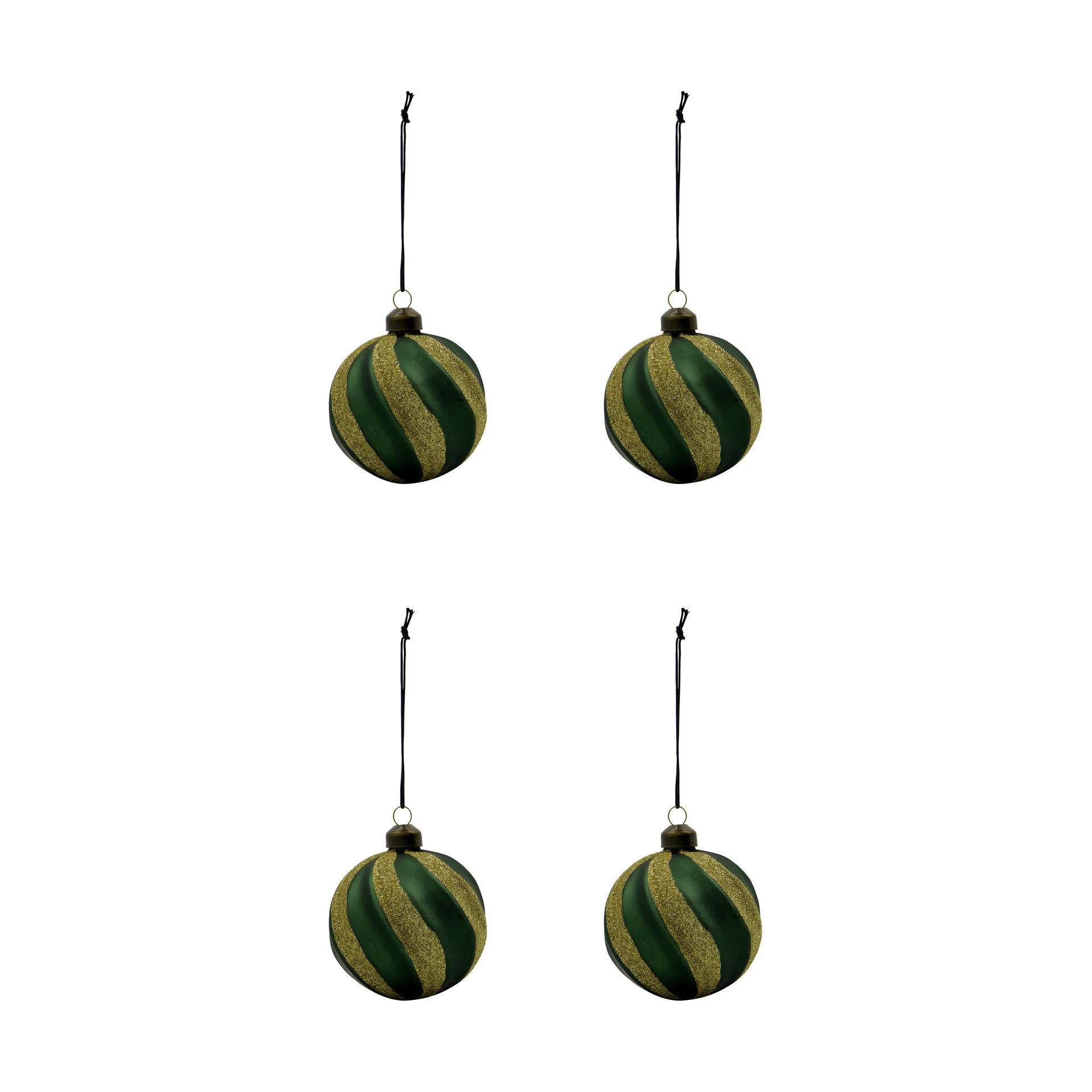 Swirl bolas de Natal 4-unidades, Verde-dourado House Doctor