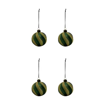 Swirl bolas de Natal 4-unidades - Verde-dourado - House Doctor