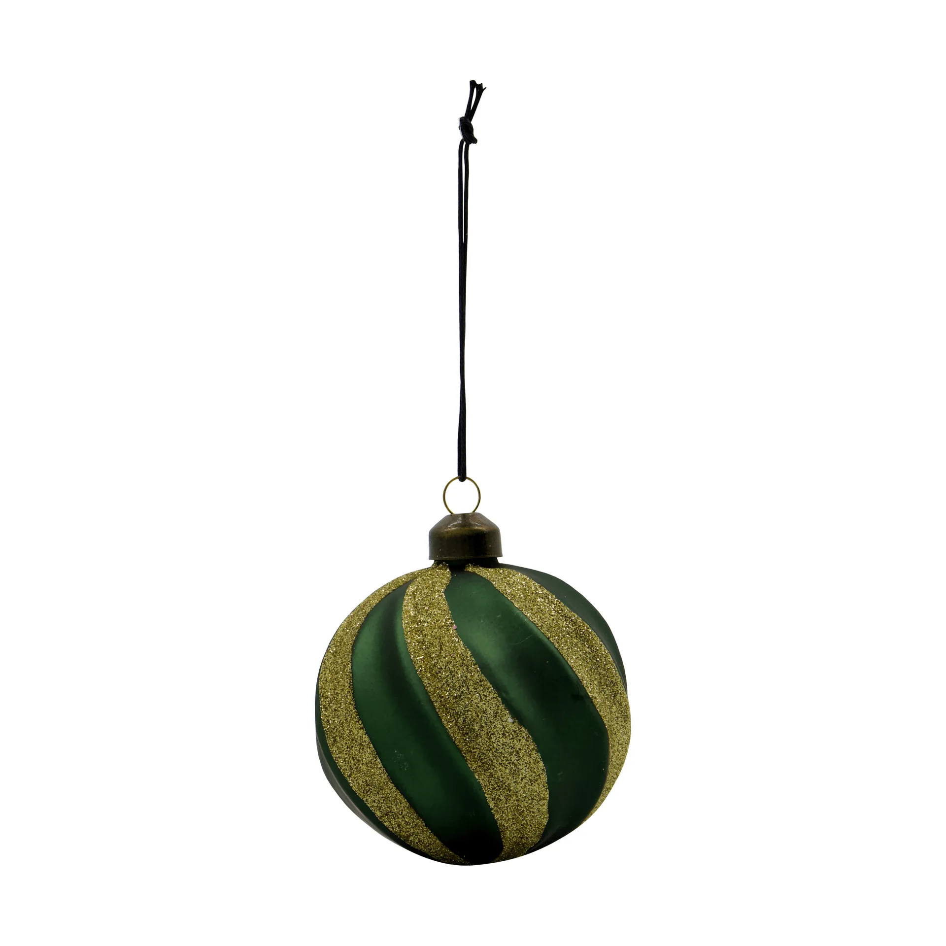Swirl bolas de Natal 4-unidades, Verde-dourado House Doctor