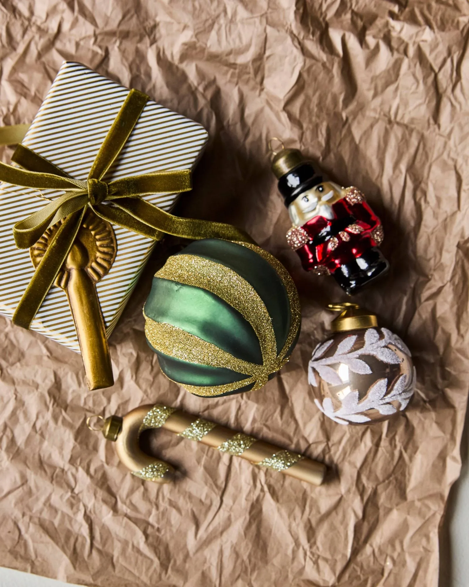 Swirl bolas de Natal 4-unidades, Verde-dourado House Doctor