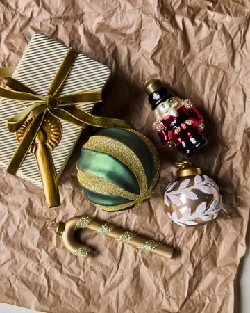 Swirl bolas de Natal 4-unidades - Verde-dourado - House Doctor