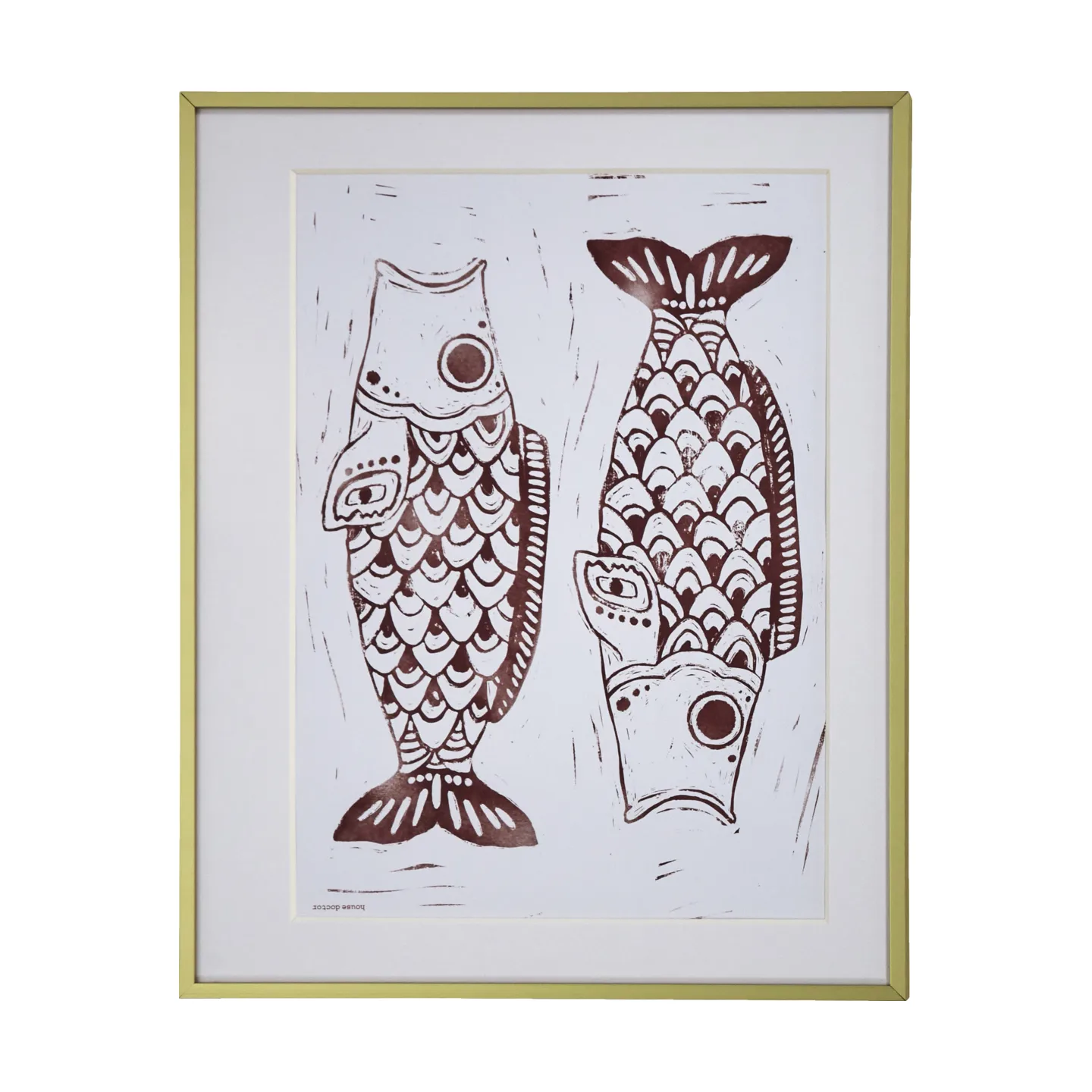 Tela decorativa com tema de peixe 40x50 cm, Borgonha House Doctor