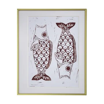 Tela decorativa com tema de peixe 40x50 cm - Borgonha - House Doctor