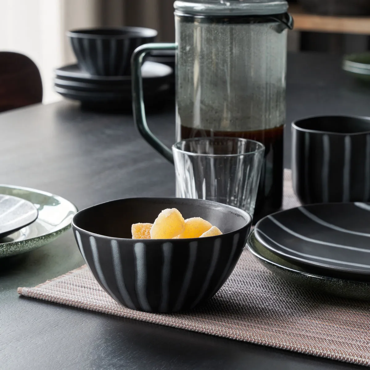 Tigela Line Ø12 cm, Preto-castanho House Doctor