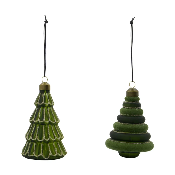 Tree ornamento de Natal 2 peças - Verde - House Doctor