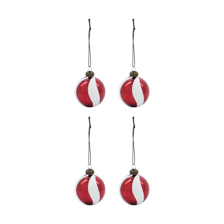 Twister bola de Natal Ø6 cm 4 un. - Branco-vermelho - House Doctor
