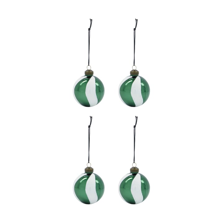 Twister bola de Natal Ø6 cm 4 un. - Verde-branco - House Doctor