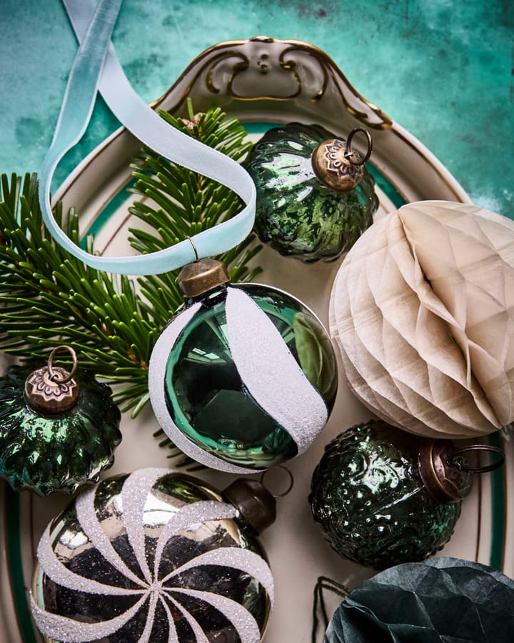Twister bola de Natal Ø6 cm 4 un., Verde-branco House Doctor