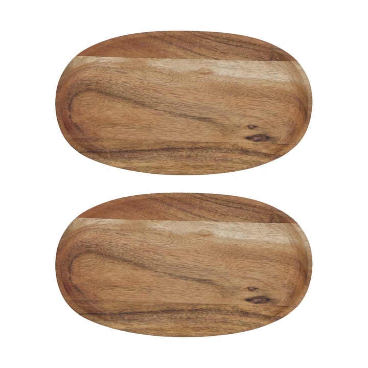 Wood bandeja 12,5x22,5 cm 2 unidades - Natural - House Doctor