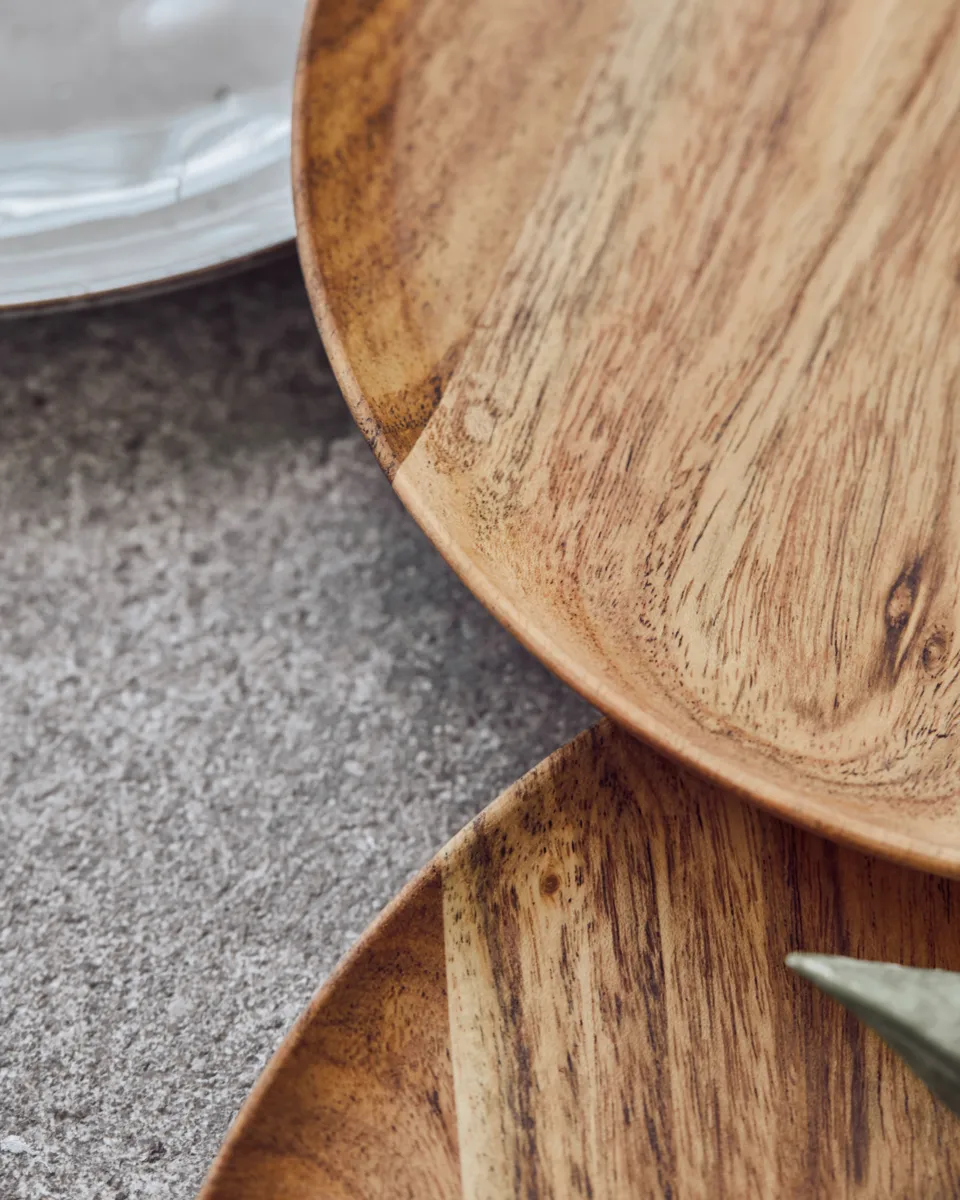 Wood bandeja Ø17,5 cm 2 unidades, Natural House Doctor