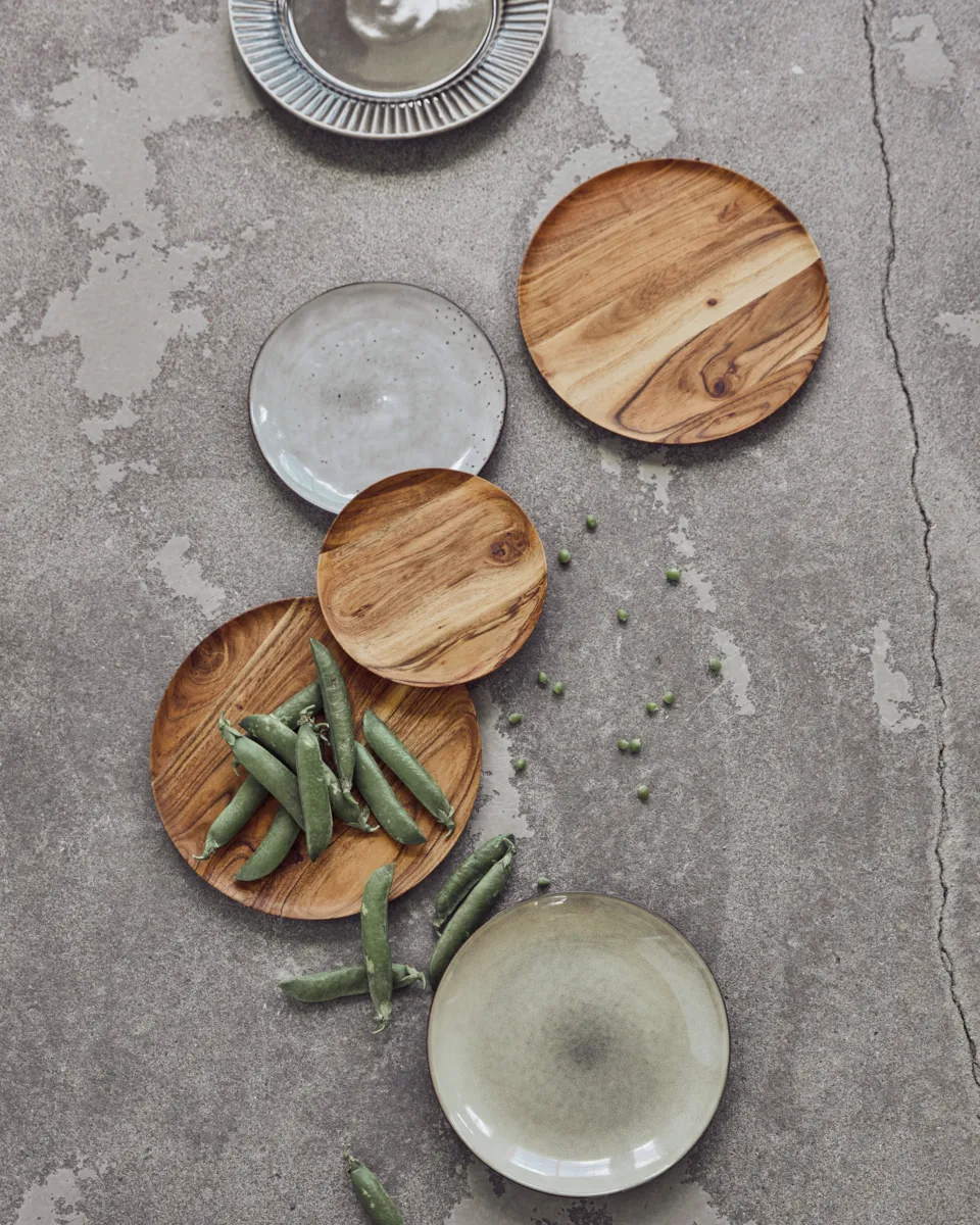 Wood bandeja Ø25 cm 2 unidades, Natural House Doctor