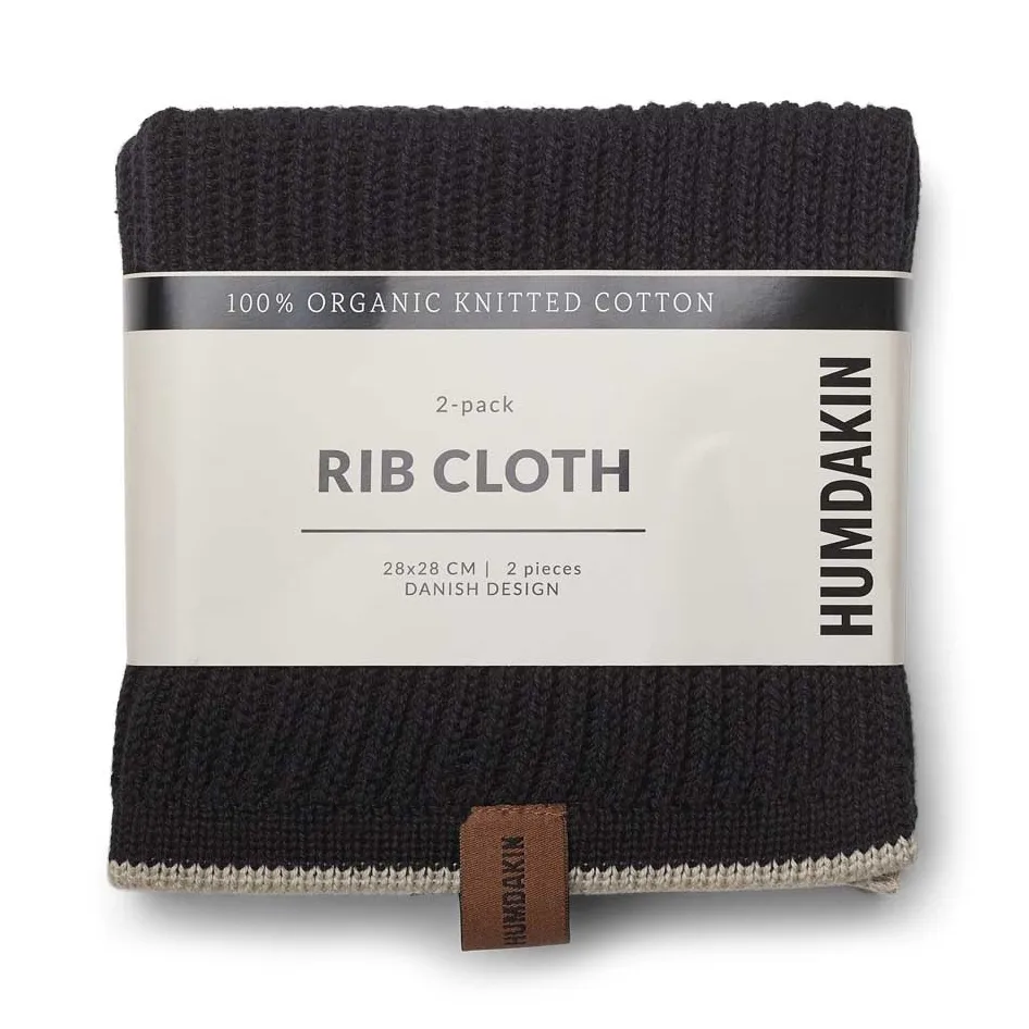 Pano de louça ribbed Humdakin 28x28 cm 2 un., Coal-light stone Humdakin