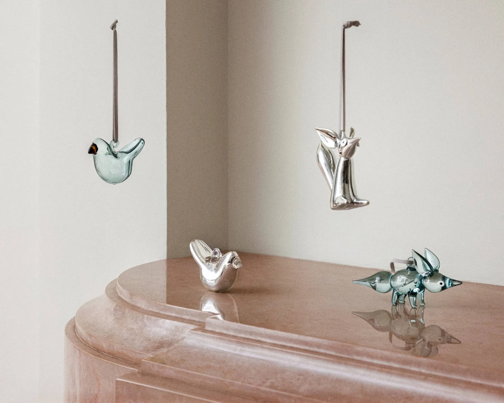 Pássaro em vidro Iittala, Espelho, mini, conjunto de 3 peças Iittala
