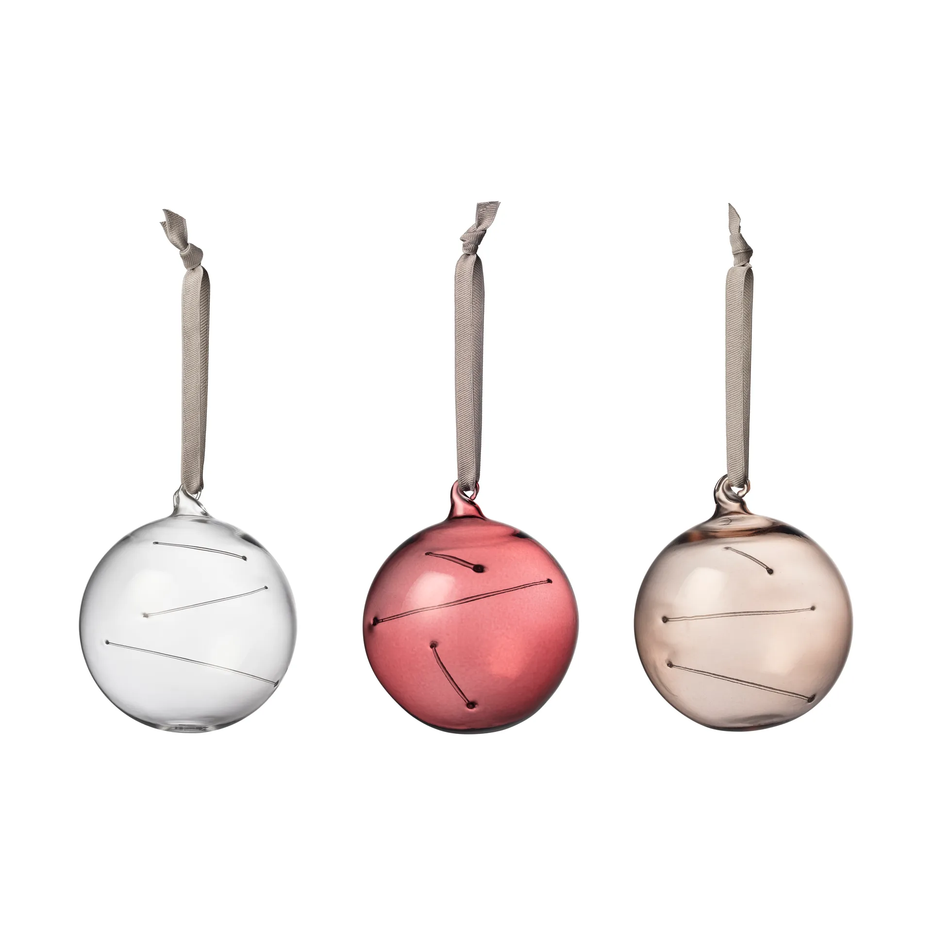 Sun Ball Ø8 cm 3 peças, Transparente-urze-linho Iittala