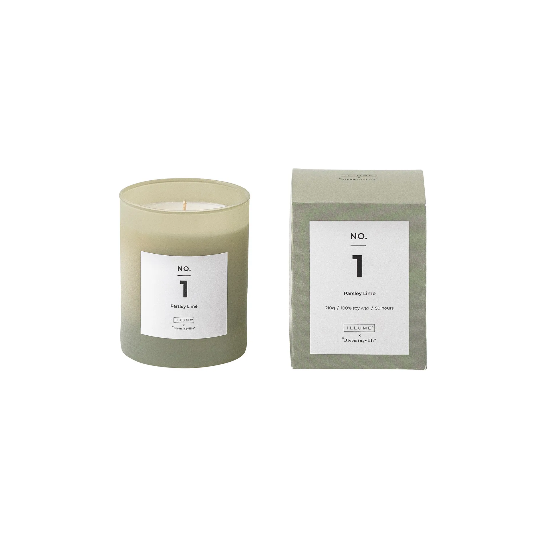 Vela perfumada NO. 1 Parsley Lime, 200 g + caixa presente Illume x Bloomingville