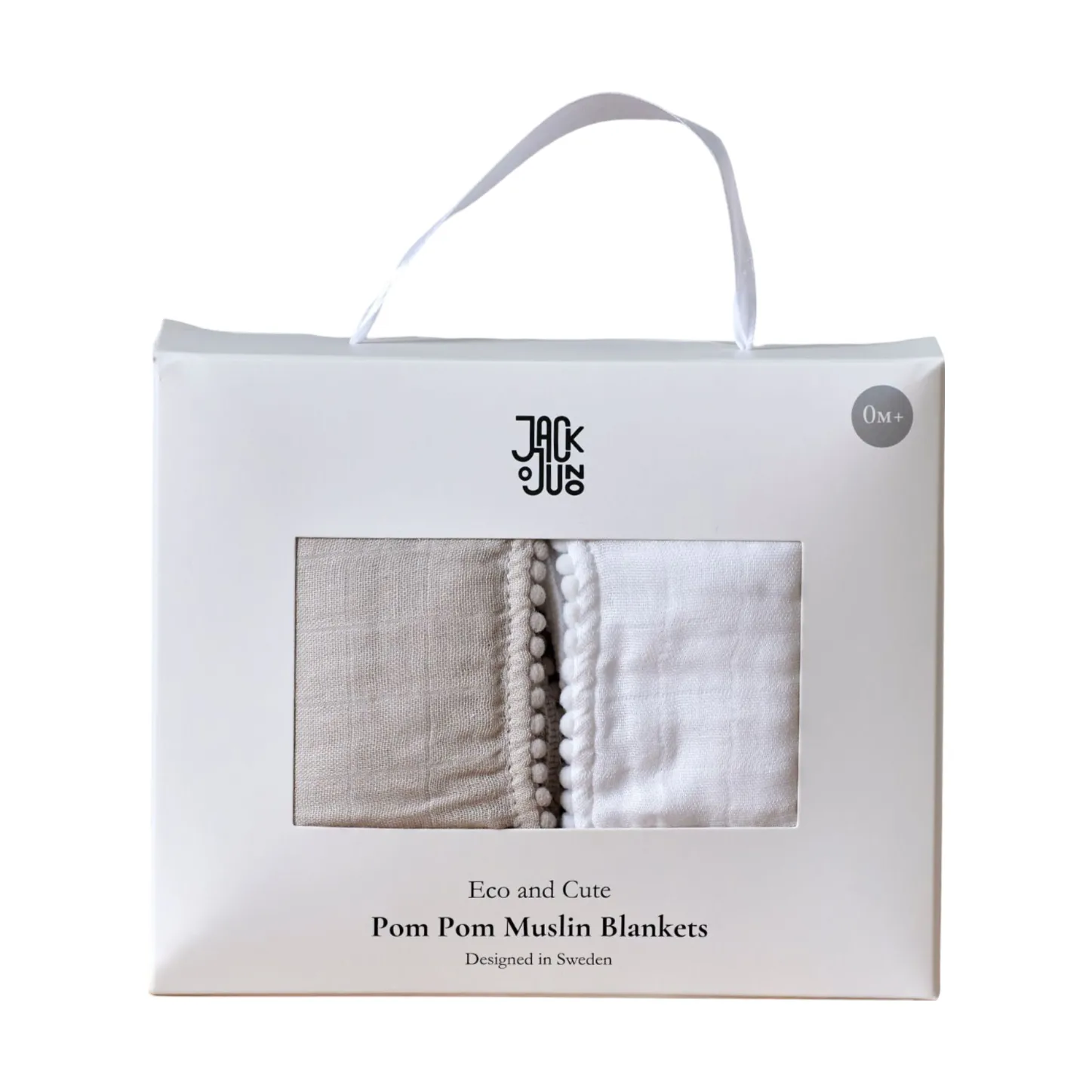 Manta de musselina Pom Pom 120x120 cm, 2 un., Pearl & Dusty gray Jack o Juno