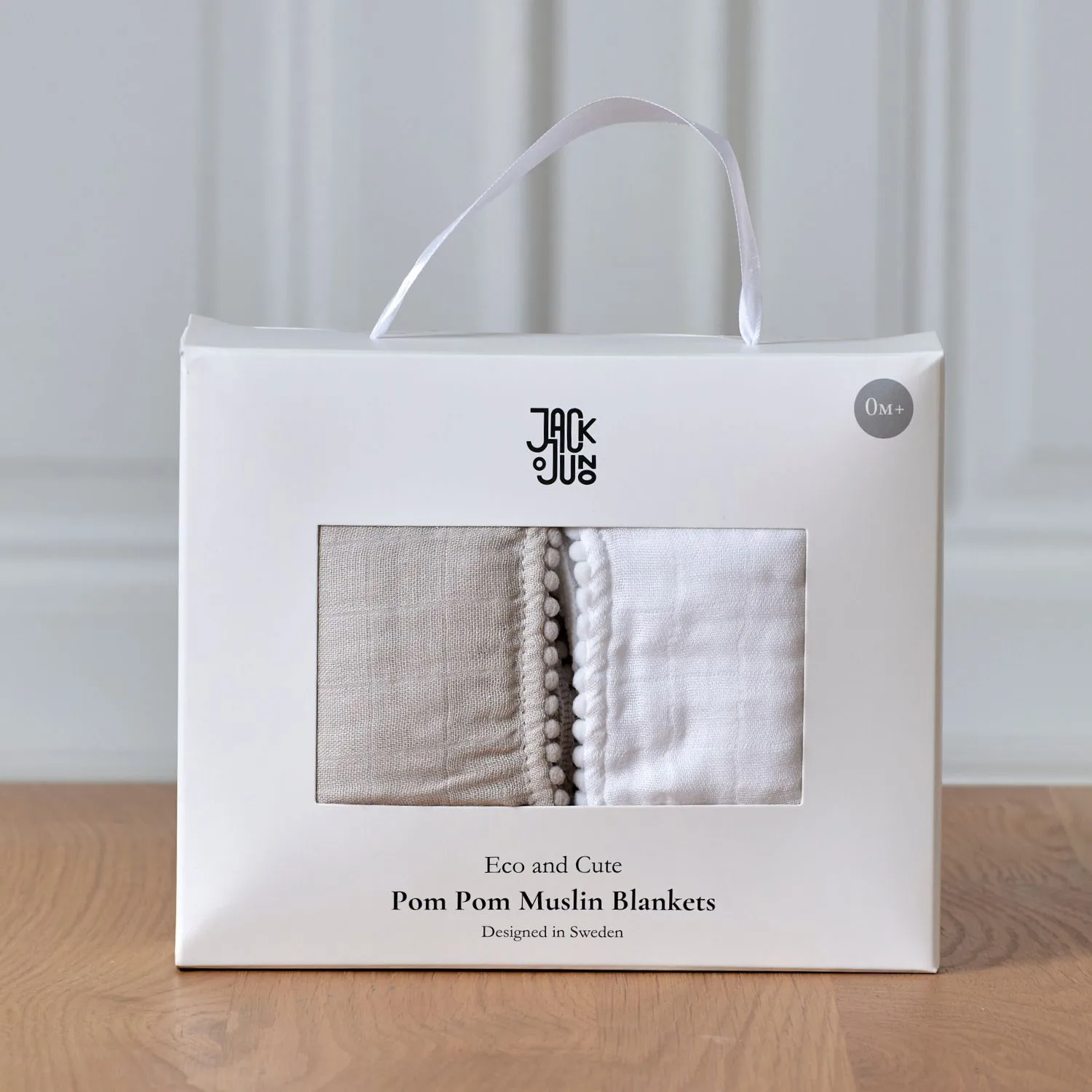 Manta de musselina Pom Pom 120x120 cm, 2 un., Pearl & Dusty gray Jack o Juno