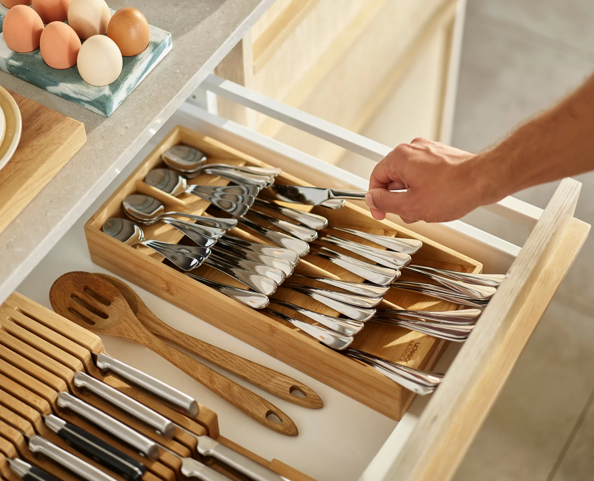 Drawerstore Organizador de talheres em bambu, Grande Joseph Joseph