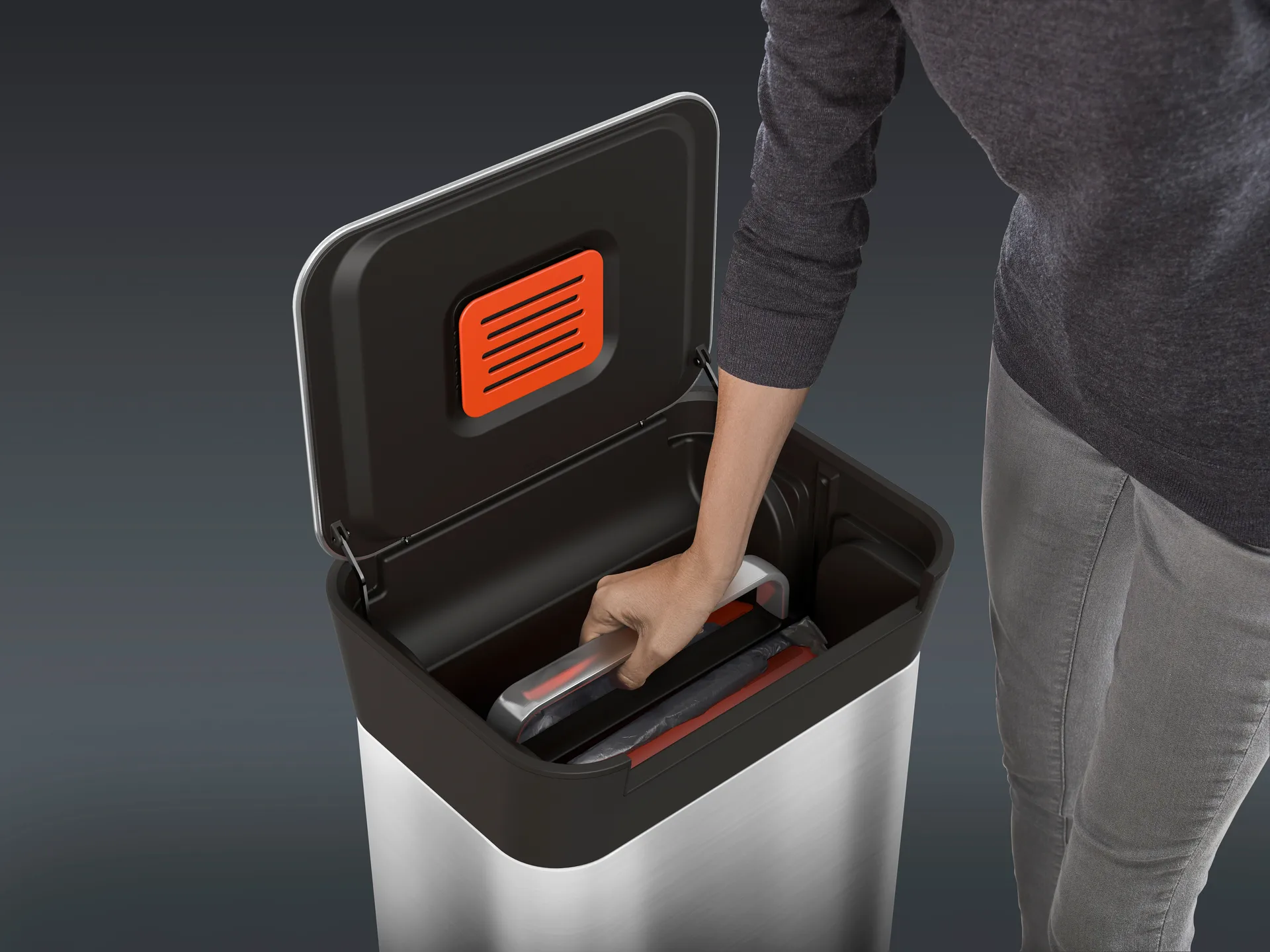 Joseph Joseph Titan trash compactor lixo com pedal 30 L, Aço inoxidável Joseph Joseph