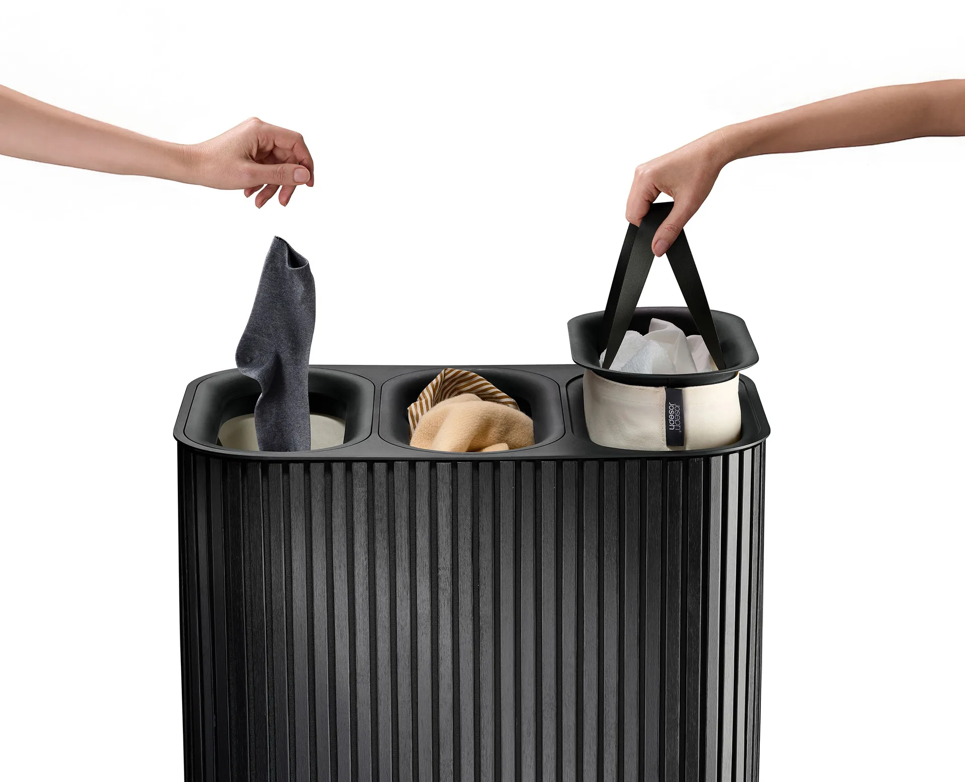 Tota Trio Luxe cesto de roupa 90 L, Preto Joseph Joseph