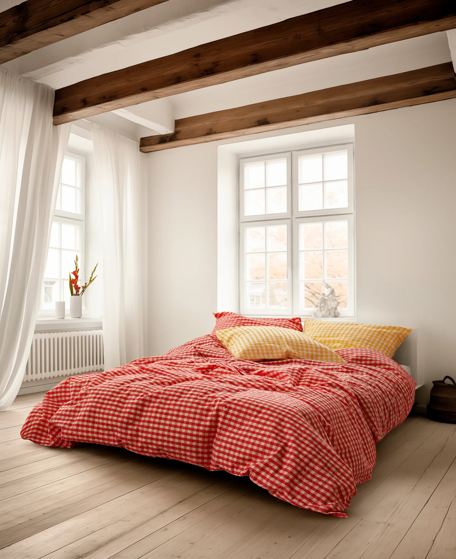 Conjunto de cama Bæk&Bølge 220x220 cm, Vermelho-amarelo Juna
