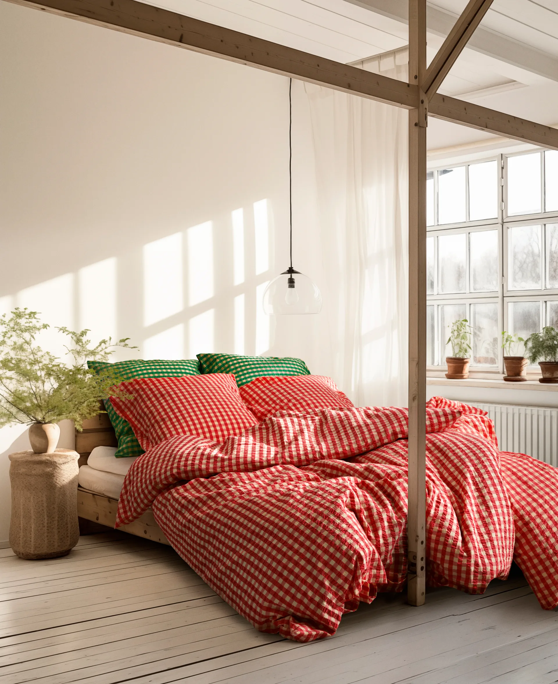 Conjunto de cama Bæk&Bølge 220x220 cm, Vermelho-amarelo Juna