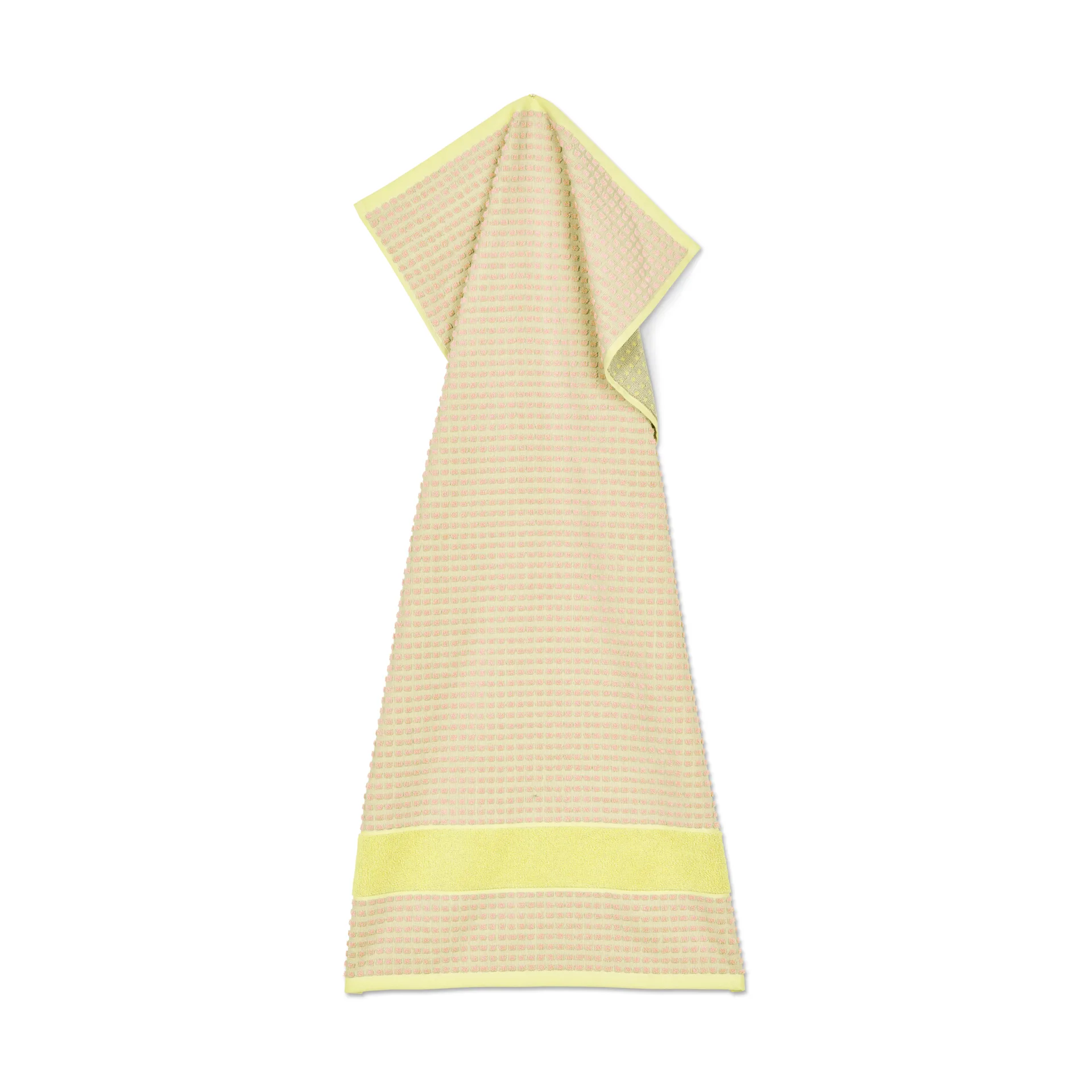 Toalha Check 50x100 cm, Amarelo-rosa Juna