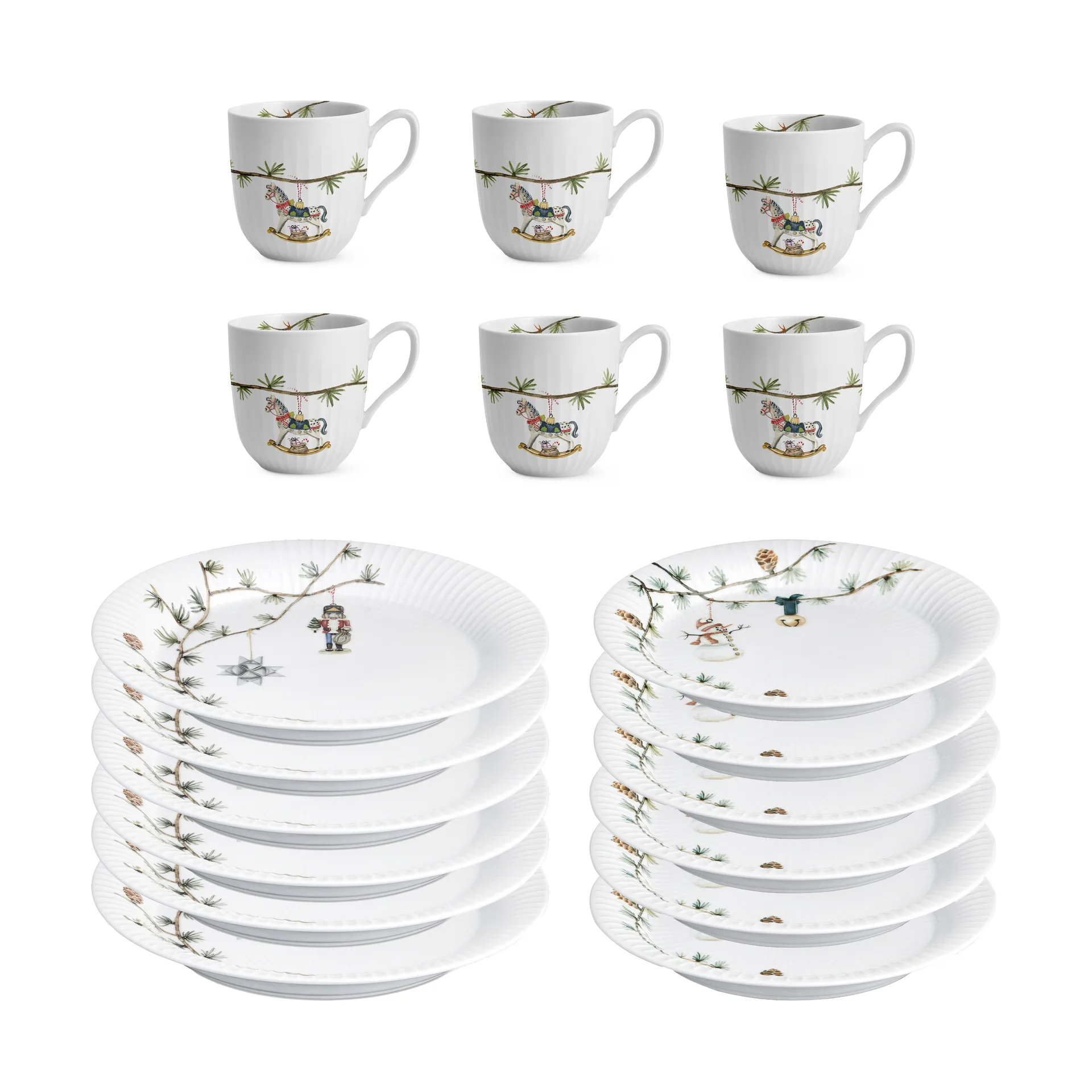 Conjunto de louça de Natal em porcelana Hammershøi Christmas 18 peças,  Kähler