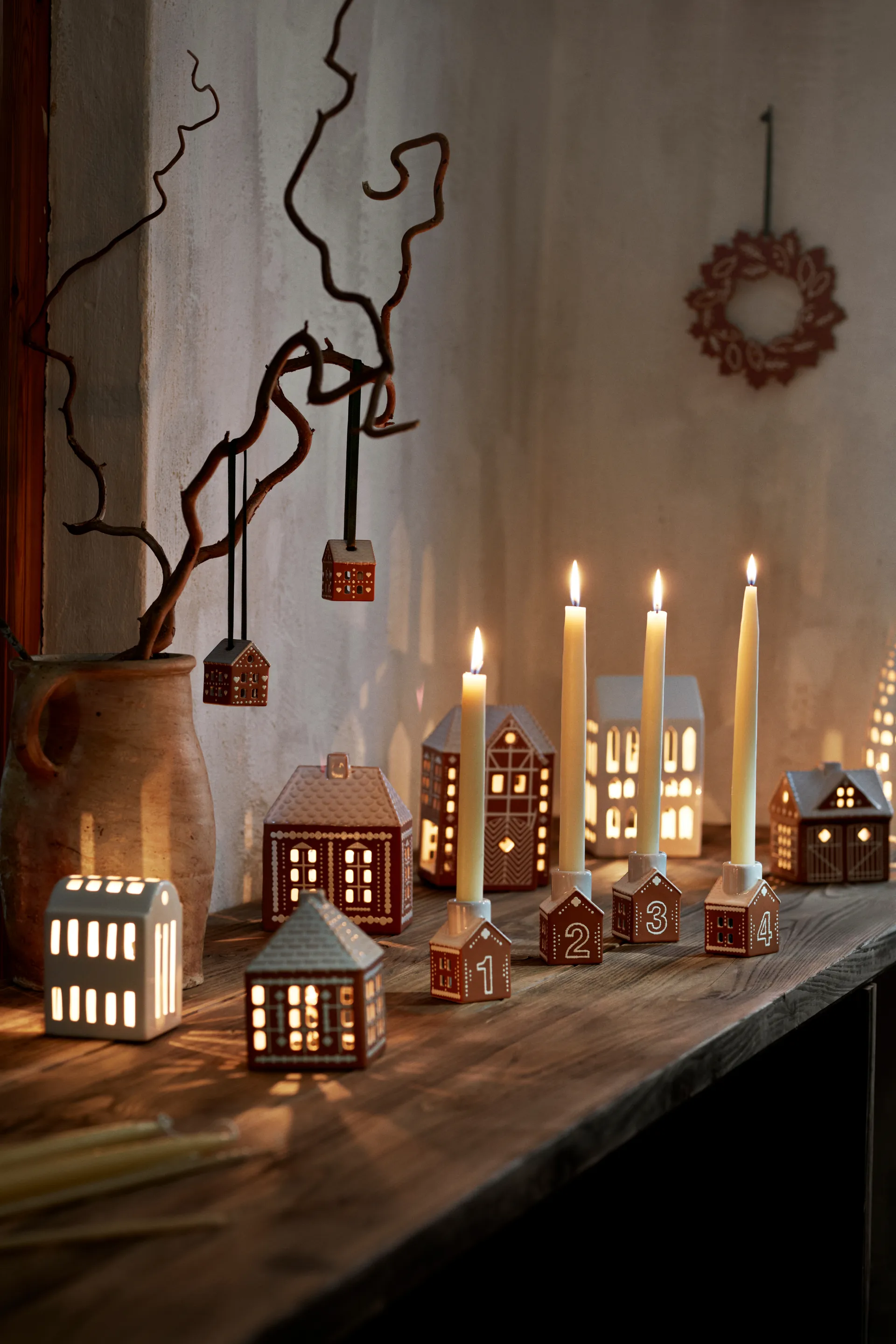 Gingerbread castiçal de advento 4 peças, Castanho Kähler