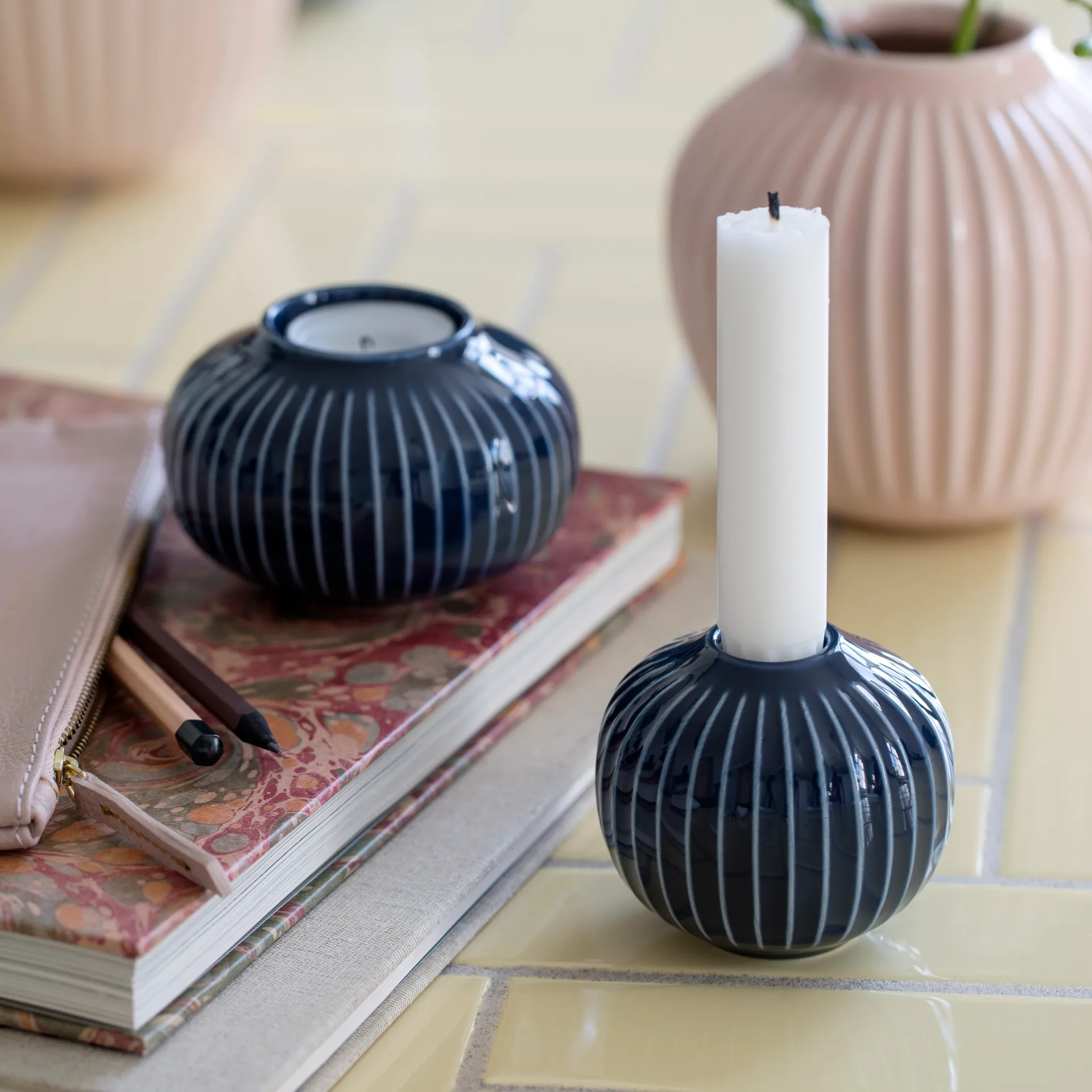 Lanterna Hammershøi 6,5 cm, índigo Kähler