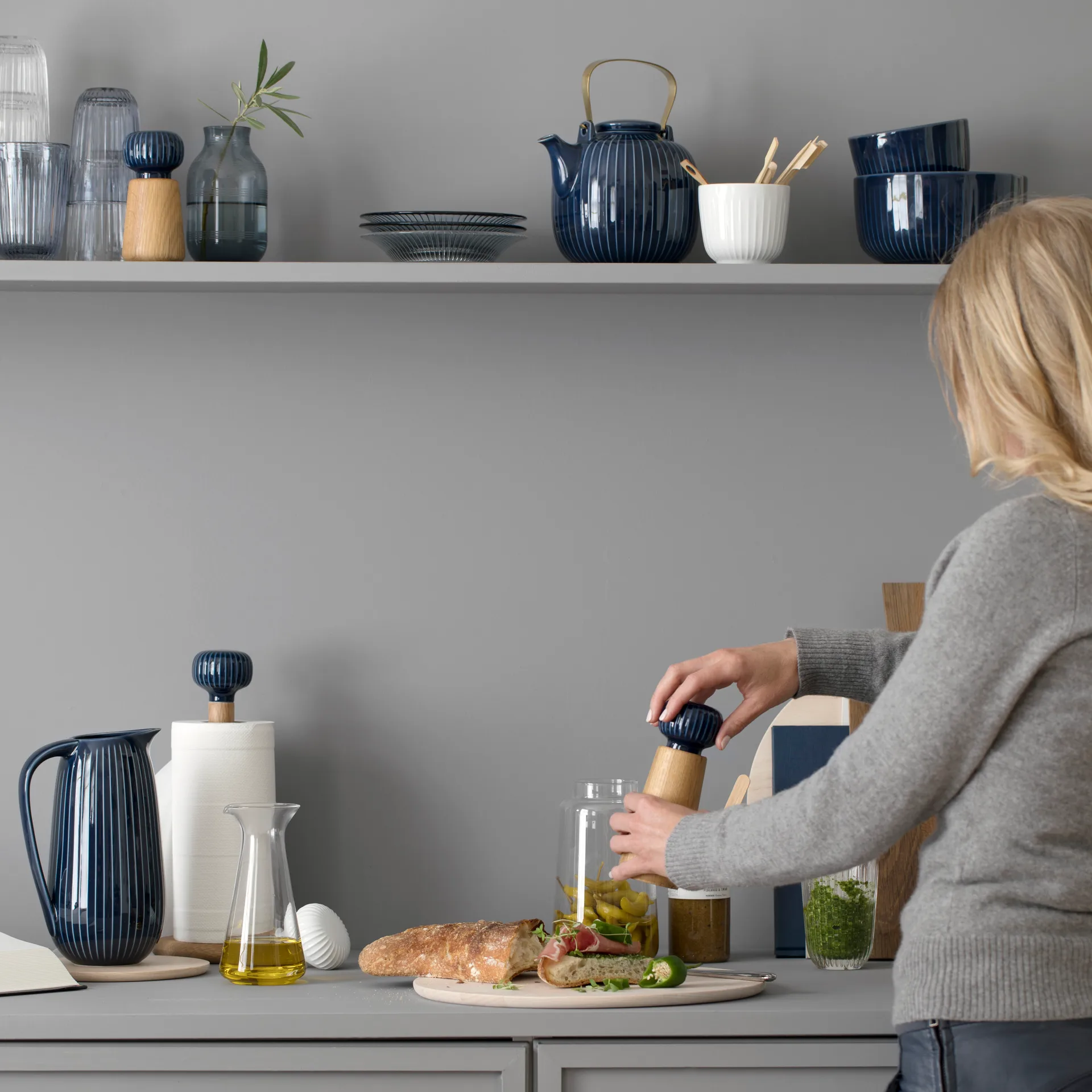 Moinho de especiarias grande Hammershøi, índigo Kähler