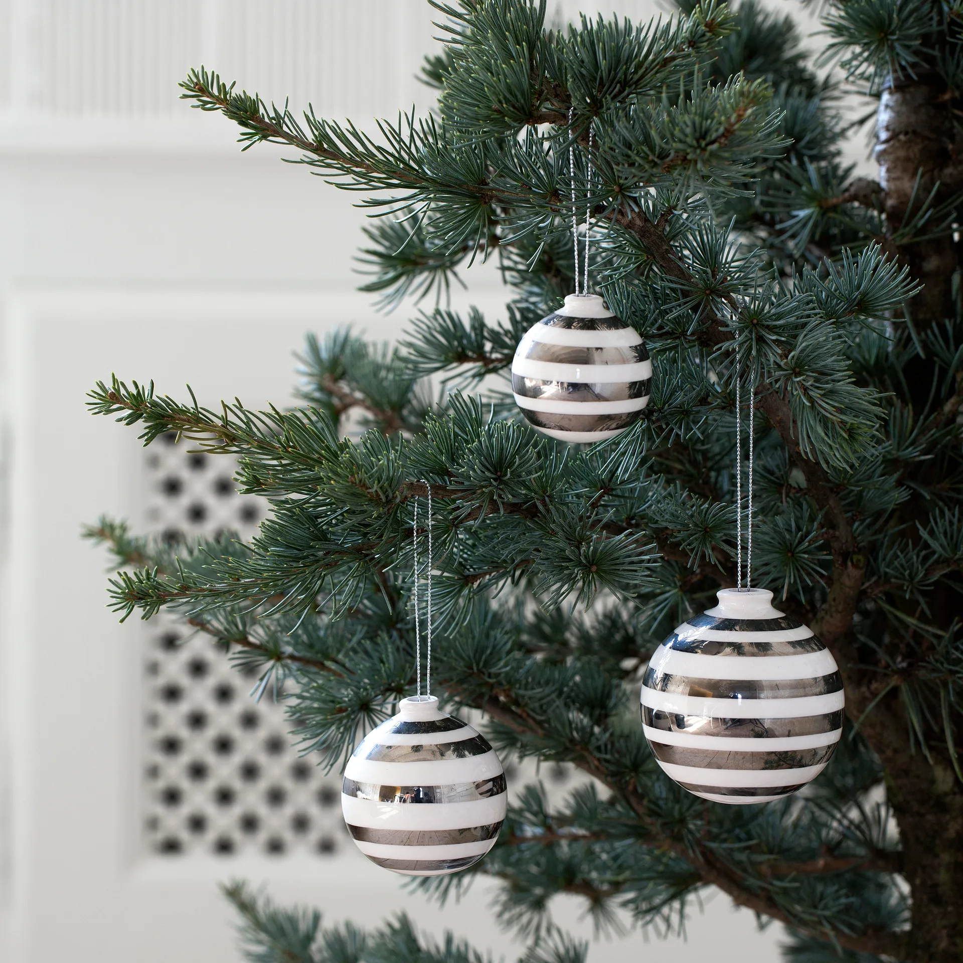 Omaggio bolas de natal 3-unidades, Prata Kähler