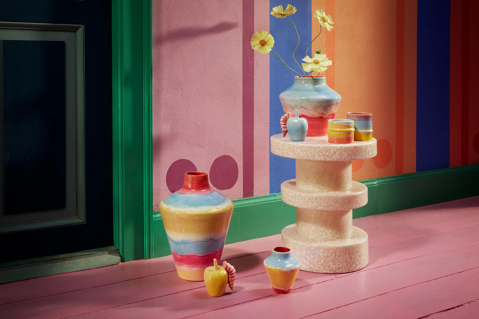 Poppery maçã com decoração de larva, Mint-rosa Kähler